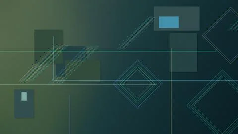 Layered lines, rectangles, and diamond outlines create a calm futuristic co.. Illustration
