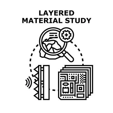 Layered material study investigating structure and components Stock Illustration