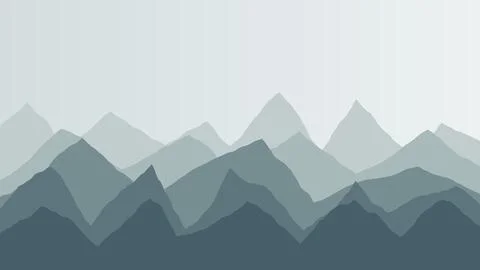 Layered mountain range landscape with abstract fog background Stock Illustration