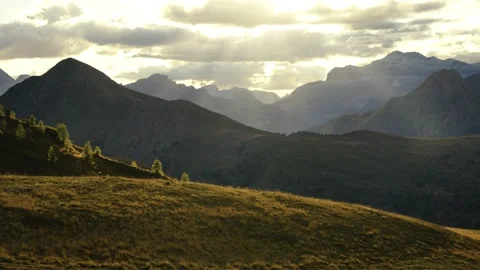Layered Mountain Ranges at Sunset, Passo Giau, Dolomites Video stock 316821146