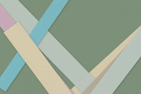 Layered muted ribbons intersect over a sage green field in a refined abstra.. Ilustração Stock