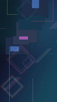 Layered navy shapes, fine multicolor lines, and glowing diamond forms creat.. Ilustración de archivo