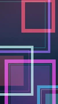Layered neon frames and translucent rectangles intersect in a moody abstrac.. Illustration