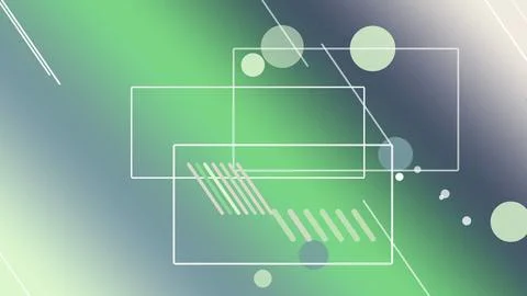 Layered outline rectangles and glowing bars drift over a blue-green gradien.. Illustration