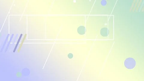 Layered outline rectangles and soft pastel circles drift across a bright ye.. Stock Illustration