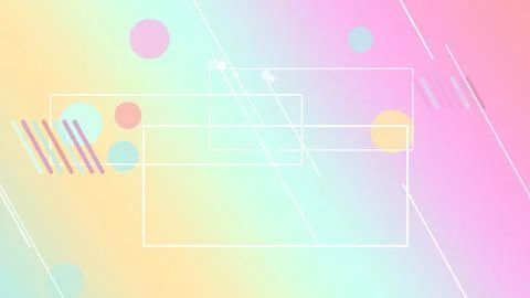 Layered outlined rectangles and soft circles float across a pastel gradient.. Stock Illustration