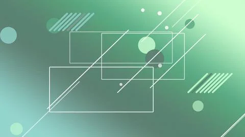 Layered outlined rectangles and thin diagonal lines float over a green-blue.. Stock Illustration