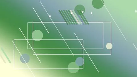 Layered outlined rectangles, circles, and diagonal line streaks float over .. Stock Illustration
