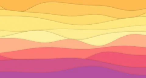 Layered Paper Cut-Out Waves Serene Sunset Background Stock Illustration