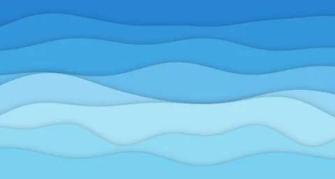 Layered paper-cut wave bands with soft drop shadows Stock Illustration
