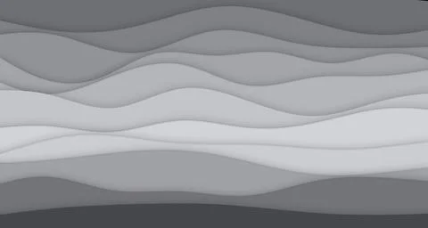 Layered paper-cut wave bands with soft drop shadows Stock Illustration