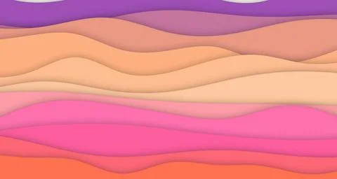 Layered paper-cut wave bands with soft drop shadows Stock Illustration
