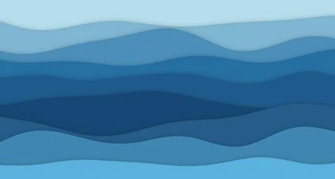 Layered paper-cut wave bands with soft drop shadows Stock Illustration