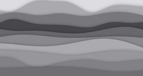 Layered paper-cut wave bands with soft drop shadows Stock Illustration