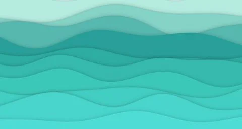 Layered paper-cut wave bands with soft drop shadows Stock Illustration