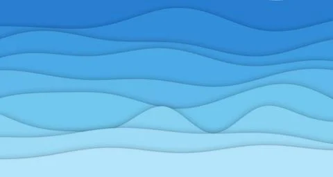 Layered paper-cut wave bands with soft drop shadows Stock Illustration