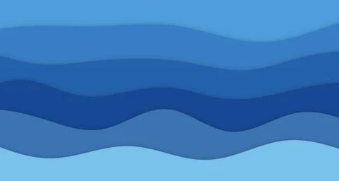 Layered paper-cut wave bands with soft drop shadows Stock Illustration