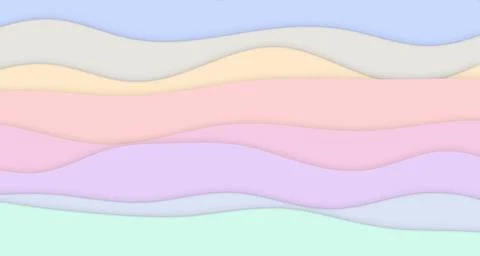 Layered paper-cut wave bands with soft pastel tones Stock Illustration