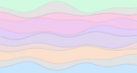Layered paper-cut wave bands with soft pastel tones and gentle shadows Stock Illustration