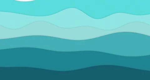 Layered paper-cut wave bands with ocean teal tones Stock Illustration