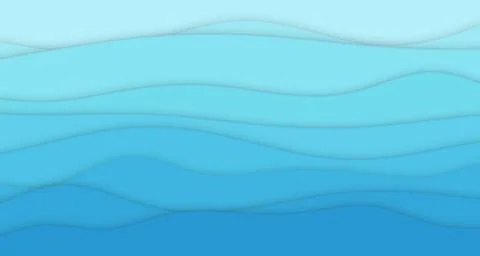 Layered paper-cut wave bands with soft drop shadows and light blue Ilustração Stock