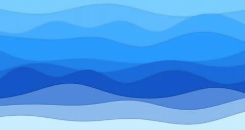 Layered paper-cut wave bands with soft drop shadows and vivid neon Ilustração Stock