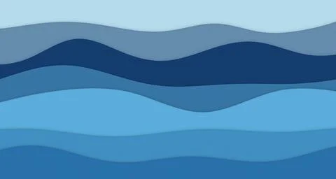 Layered paper-cut wave bands with soft drop shadows Ilustração Stock