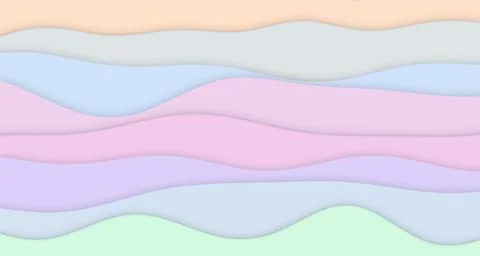 Layered paper-cut wave bands with soft pastel multi-color tones Illustration