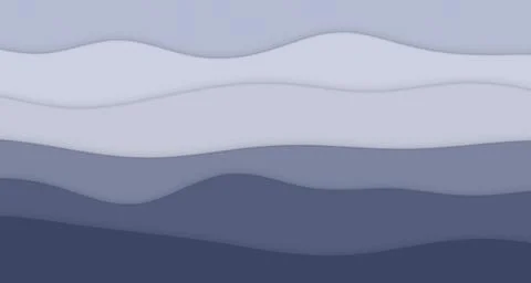 Layered paper-cut wave bands with soft drop shadows Ilustração Stock
