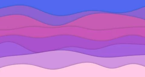 Layered paper cut wave bands with soft drop shadows and pastel tones イラスト素材