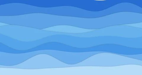 Layered paper cut wave bands with soft drop shadows and light blue Ilustração Stock