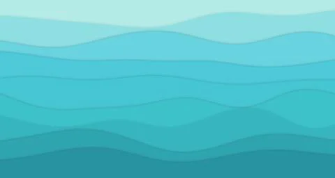 Layered paper-cut wave bands with soft drop shadows and aqua tones Ilustração Stock