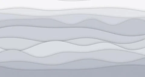 Layered paper cut wave bands with soft drop shadows off white and Ilustração Stock