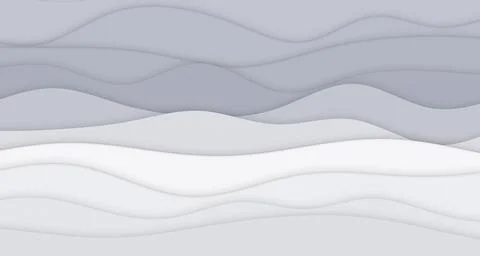 Layered paper-cut wave bands with soft drop shadows Ilustração Stock