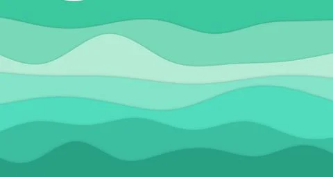 Layered paper-cut wave bands with soft drop shadows (aqua green) Ilustração Stock