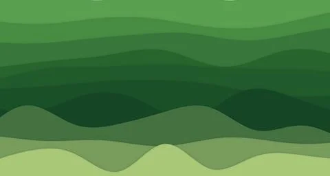 Layered paper-cut wave bands with deep forest greens Stock Illustration