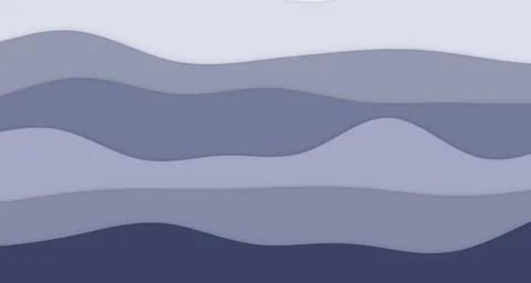 Layered paper-cut wave bands with soft drop shadows and silver chrome Stock Illustration