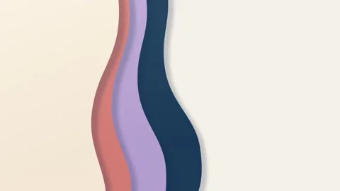 Layered paper cut waves in coral, lavender and navy on cream Stock Footage 346632748