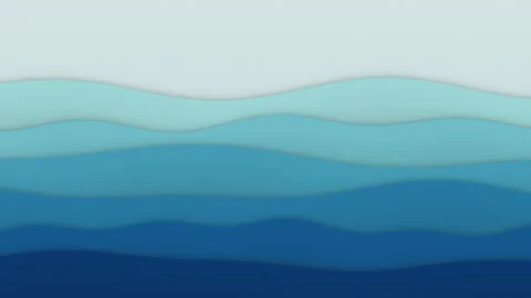 Layered paper cut waves gently undulating in pastel teal and blue, 4K loop Видео 347569800