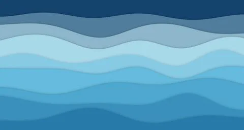 Layered paper cut waves ocean teal tones Stock Illustration