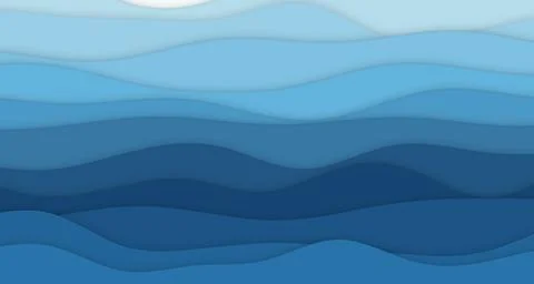 Layered paper-cut waves with soft shadows Stock Illustration