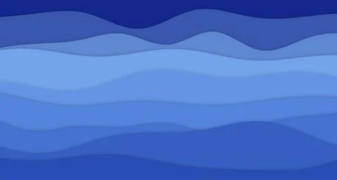 Layered Paper-Cut Waves with Soft Shadows and Deep Blue Tones Stock Illustration