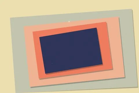 Layered paper frames with a dark blue rectangle sit on a soft pastel backgr.. Stock-Illustration
