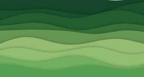 Layered Paper Wave Bands with Soft Shadows and Deep Forest Green Tones Stock Illustration