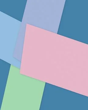 Layered pastel rectangles overlap on a deep blue field, combining pink, per.. Stock Illustration