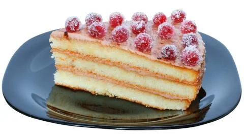 Layered piece of cake close up Stock Photos
