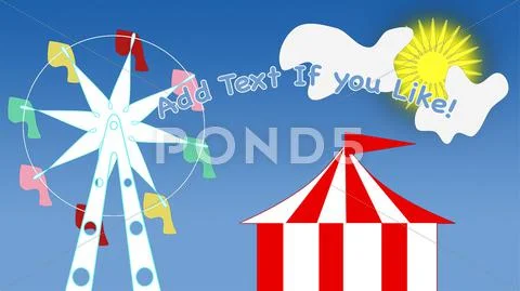 Layered .PSD A Colorful Carnival Including Ferris Wheel and Big Top. Modello PSD