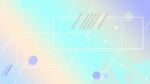 Layered rectangular frames, vertical bars, and floating circles appear over.. Illustrazione stock