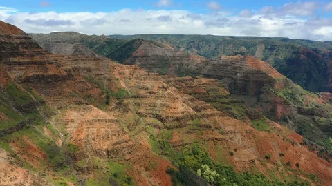 Layered red canyon walls inside Waimea Canyon on Kauai Vídeo Stock 96046048