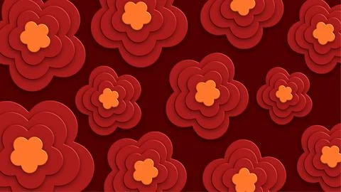 Layered Red Floral Pattern Festive Background Design Illustrazione stock